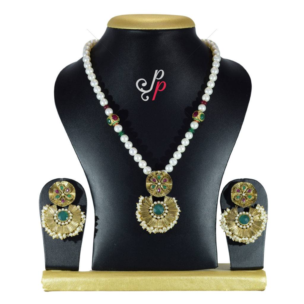 Ashik Pearl polki necklace