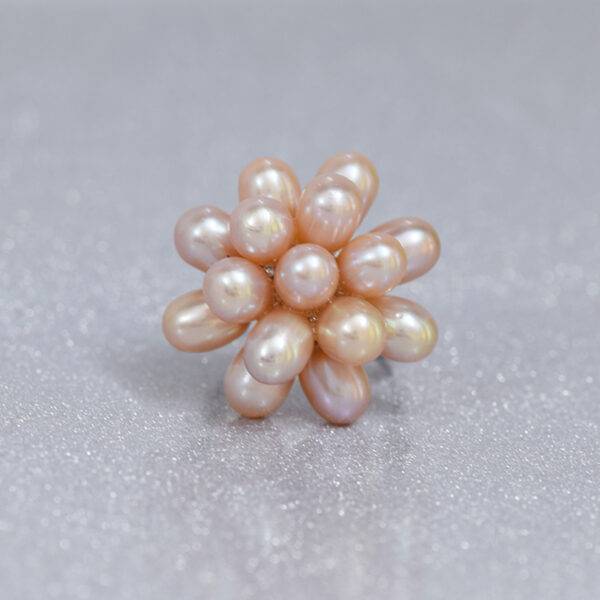 Stylish Adjustable Pearl Bunch Finger Ring in Pink Pearls