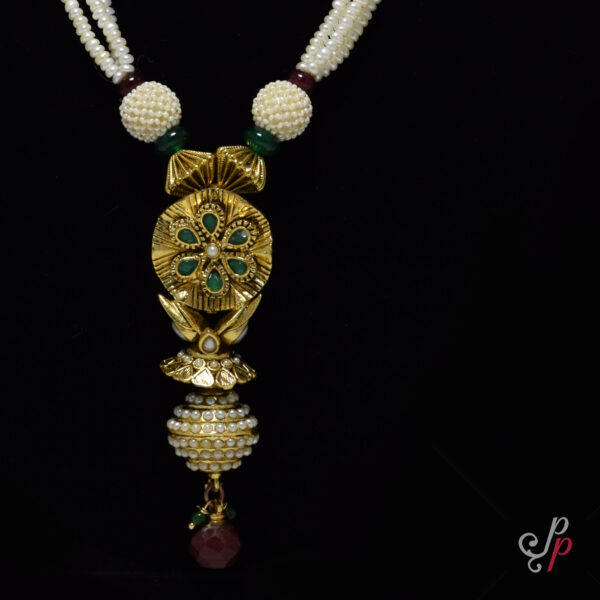 Traditional Polki Pearl Set in Finest 2mm half round pearls