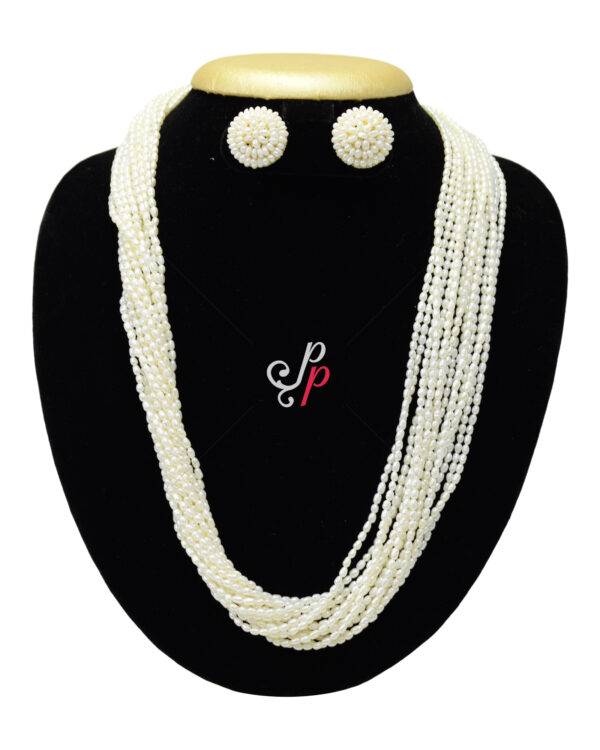 15 Strands Finest Rice Pearl Necklace - 22 Inches