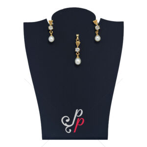 Simple Pearl Pendant and Earrings Set