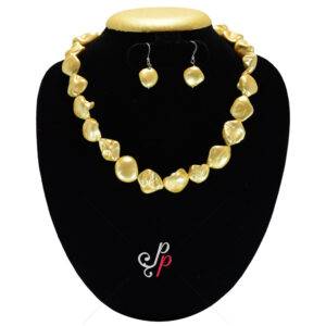 Large Baroque Pearl Necklace in Golden Colour Pearls