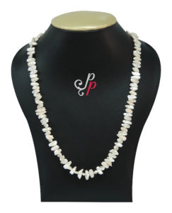 Long pearl necklace in small white biwa pearls 