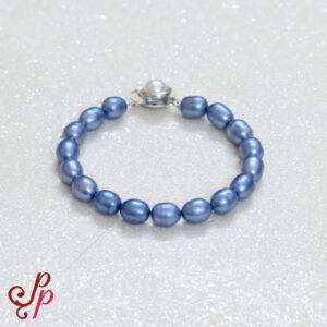 Pearl Bracelet in 8-9mm long Ink Blue Oval Pearls