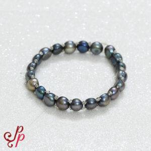 Stretchable Pearl Bracelet in Multishaded Grey Button Pearls of size 7mm