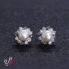White pearl Studs with Beautiful American Diamonds