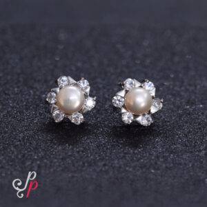 Pearl Studs in Light Pink Pearls and American Diamonds