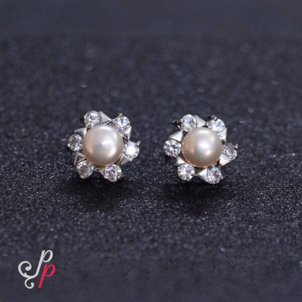 Pearl Studs in Light Pink Pearls and American Diamonds