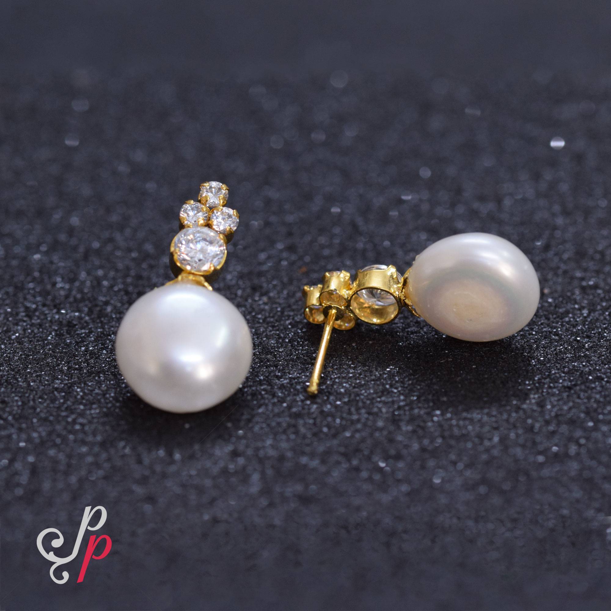 South Sea Pearl and Diamond Earrings (White Gold) — Shreve, Crump & Low