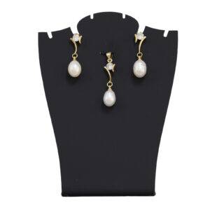 Simple Pearl Pendant and Earrings Set - Design 1