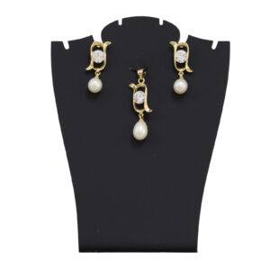 Simple Pearl Pendant and Earrings Set - Design 2