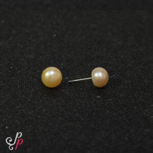 Pink Peach Pearl Studs - Freshwater button pearls