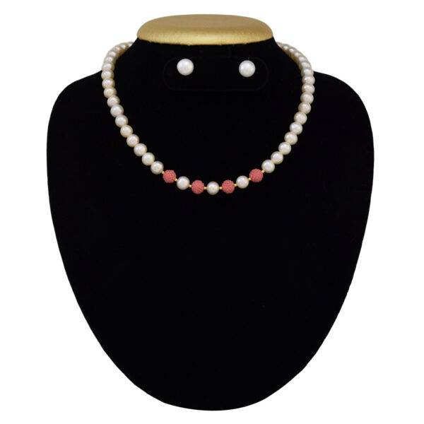 Very Pretty Pearl Set in Light Pink Pearls and Rose Colour Corals