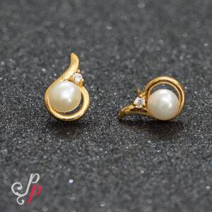 Stylish Pearl Studs in Golden Colour Korean Metal