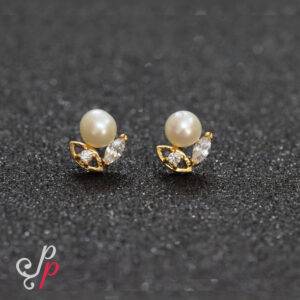 Stylish Pearl Studs in Korean Gold Colour Metal
