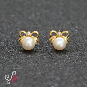 Pretty Butterfly Pearl Studs in Golden Colour Korean Metal