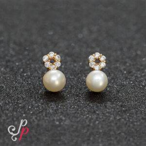 Stylish Pearl Studs in American Diamonds