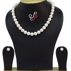 White Pearl Set in 11mm Round Pearls - AAA Quality
