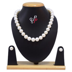 White Pearl Set in 13 to 15mm Round Pearls - AAA Quality