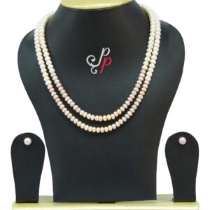 2 line 7mm freshwater multi pink pearl necklace set