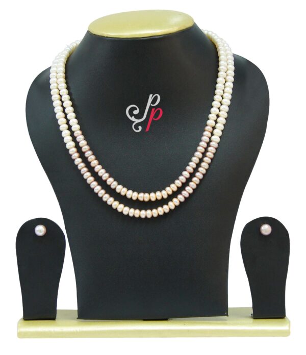 2 line 7mm freshwater multi pink pearl necklace set
