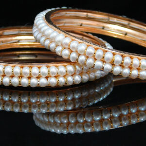 2 line pearl bangles in small pearls