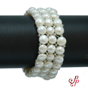 3 Line stretcheable white pearl bracelet
