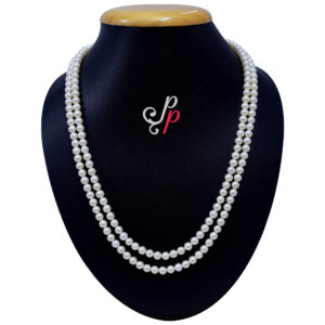 White Pearl Set in 5mm Round Pearls - 2 Strands - AAA Quality