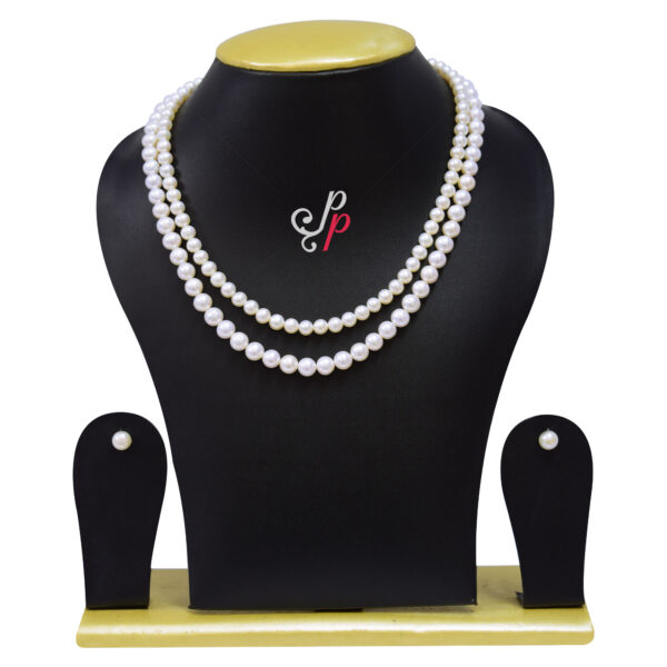 White Pearl Set in 6mm and 7.5mm Round Pearls - AAA Quality