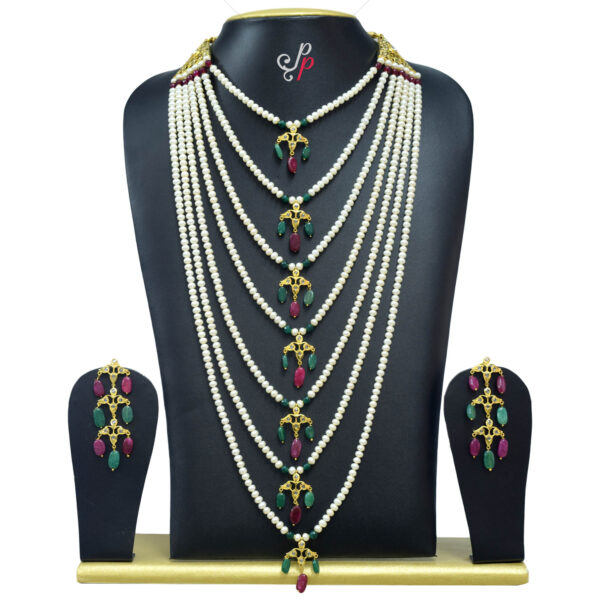 7 Step Nizam Bridal Jewellery in Semi precious Rubies and Emeralds