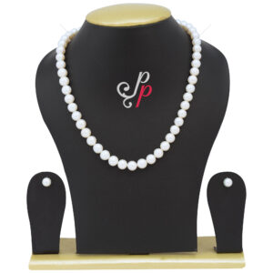 White Pearl Set in 9mm Round Pearls - AAA Quality