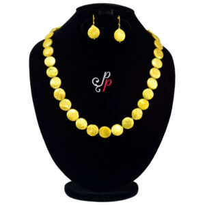 Beautiful Bright Golden Colour Coin Pearl Necklace Set