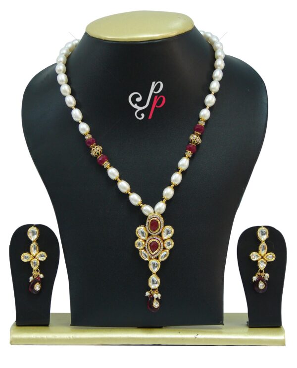 Beautiful Oval Pearl necklace set in original kundans