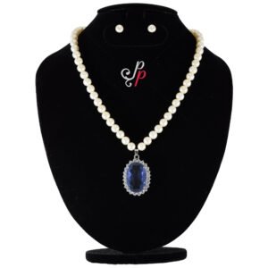 Classy Pearl Set in Large Blue Stone Pendant