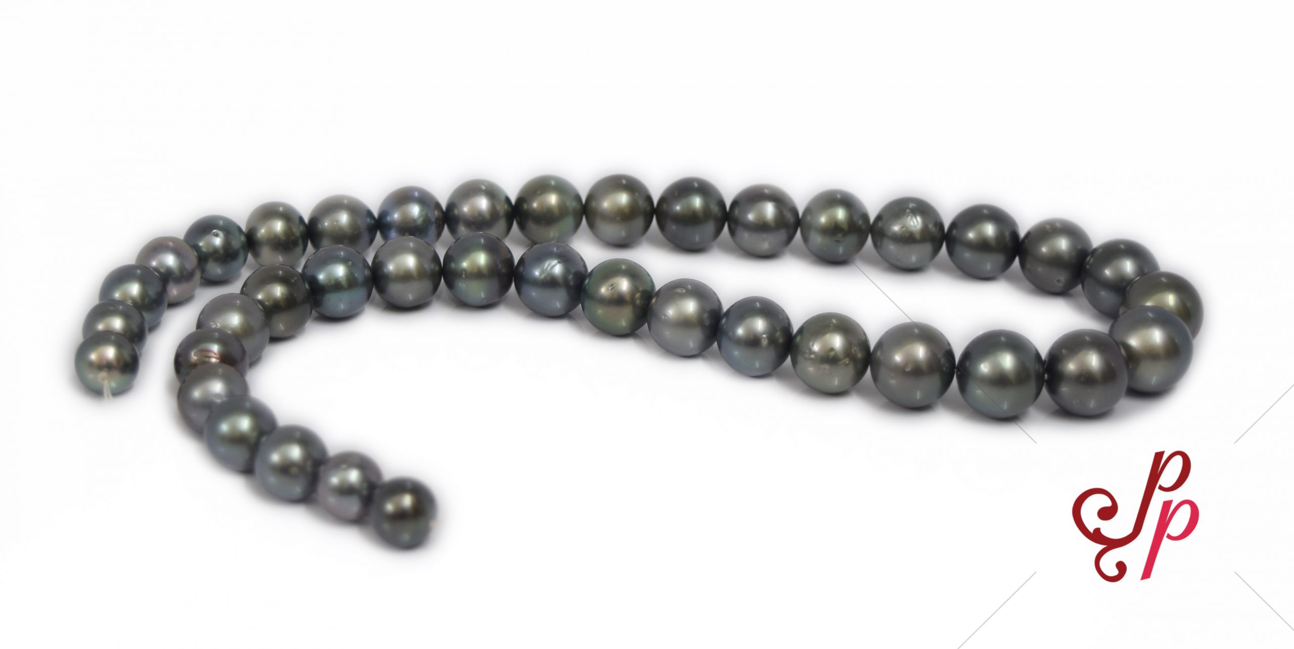 Graded dark grey tahitian pearl necklace 10mm to 14mm AAA Quality