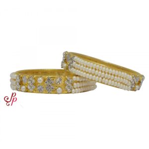 Grand 3 line pearl bangles set