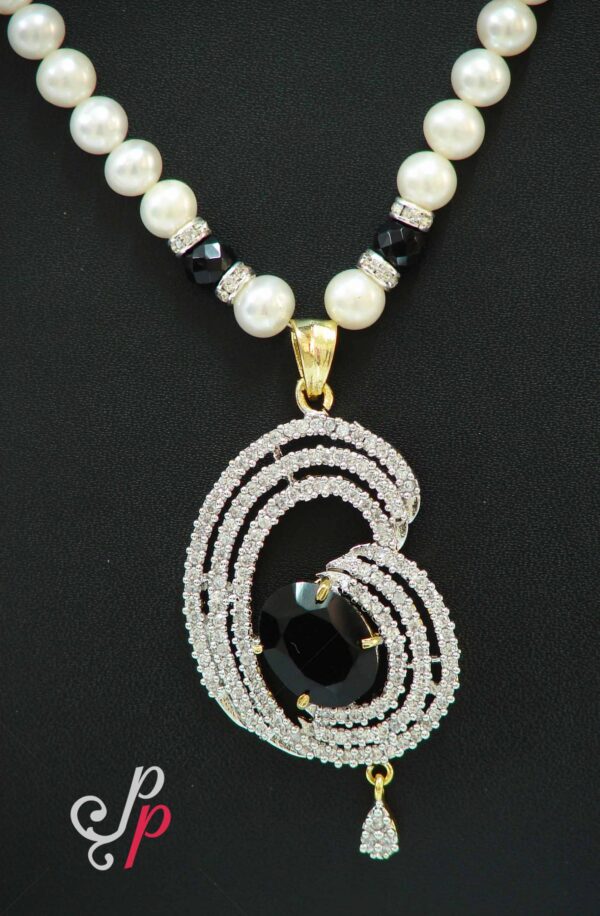 Hyderabad Pearl set in stylish black stone pendant