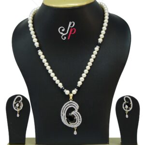 Hyderabad Pearl set in stylish black stone pendant