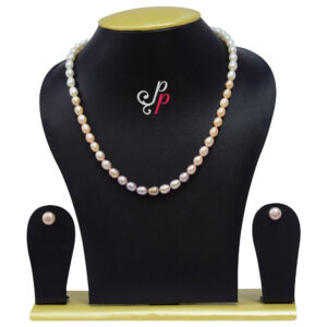 Mixed pink pearl necklace set in best quality oval pearls