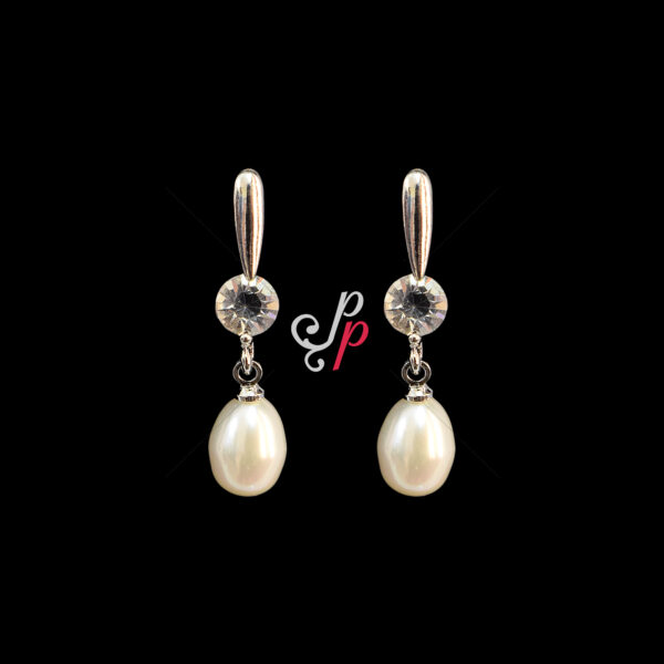 Pearl Hangings in White Pearls and American Diamonds