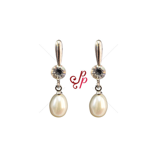 Pearl Hangings in White Pearls and American Diamonds