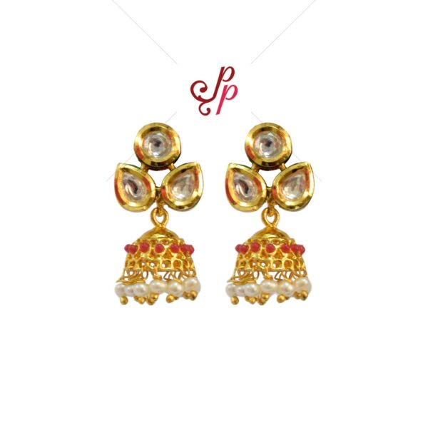 Pearl Jhumkas in Seed Pearls and Beautiful Real Kundans