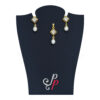 Rhombus Shaped Stylish Pearl Pendant Earrings Set