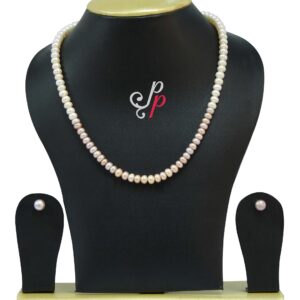 Simple multi coloured pink pearl necklace