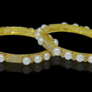 Simple pearl bangles with studded button pearls