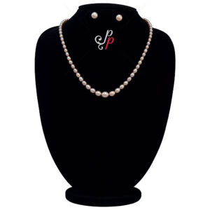 Single line graded dark pink oval pearl necklace