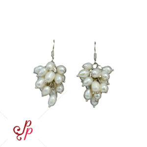 Small Grape Bunch Pearl Hangings in White Pearls