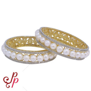 Stylish and Bold Pearl Bangles in 8mm Round Pearls