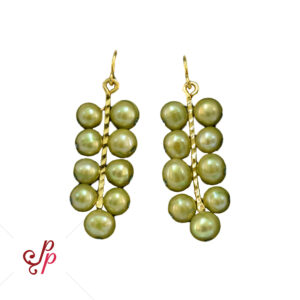 Stylish Pearl Hangings in Green Peas Coloured Pearls