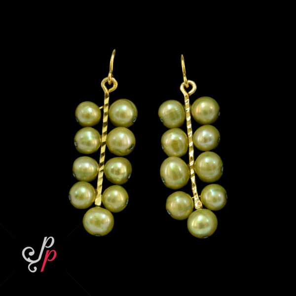 Stylish Pearl Hangings in Green Peas Coloured Pearls